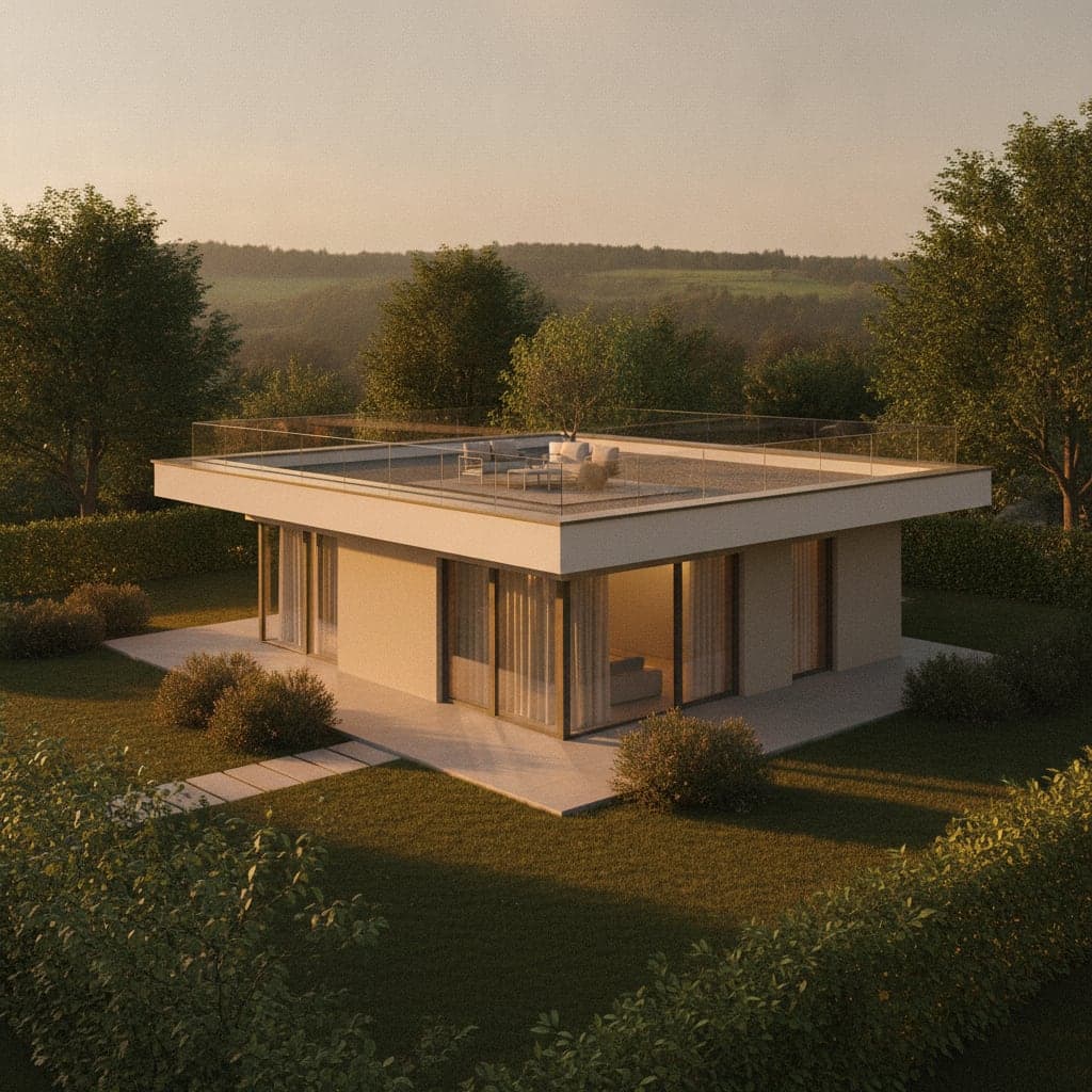 Modernes Einfamilienhaus mit Flachdach und Dachterrasse