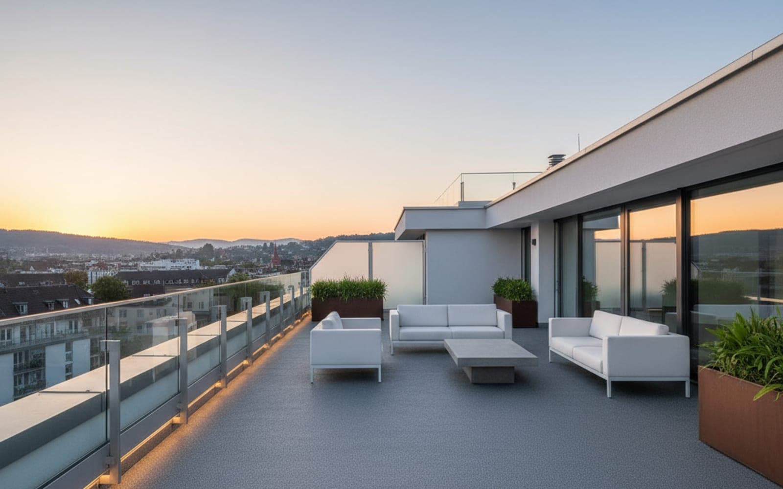 Dachterrasse mit Flüssigkunststoff abgedichtet